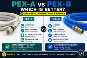 PEX-A vs PEX-B comparison showing PEX-A flexibility and PEX-B affordability