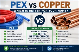 PEX vs copper plumbing comparison showing the benefits of each pipe material
