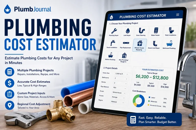 Plumbing cost estimator for calculating residential plumbing project costs
