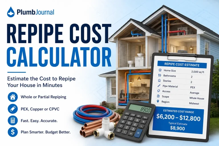 Repipe cost calculator for estimating house repiping costs