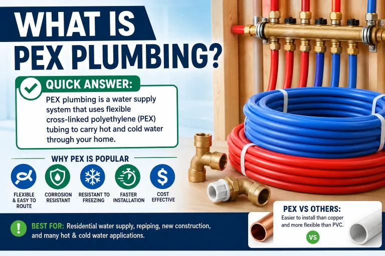 What is PEX plumbing showing flexible PEX tubing for hot and cold water