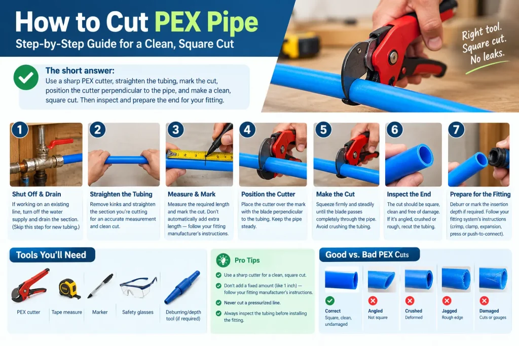 How to cut PEX pipe with a PEX tubing cutter in simple steps