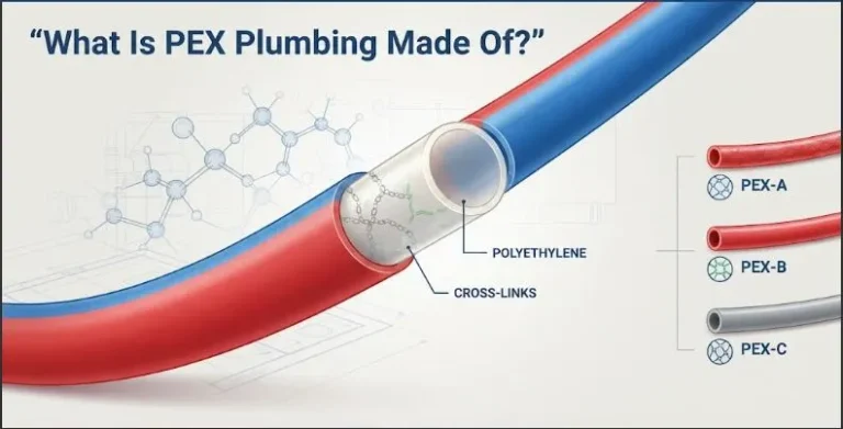Cross-section of PEX tubing made from cross-linked polyethylene